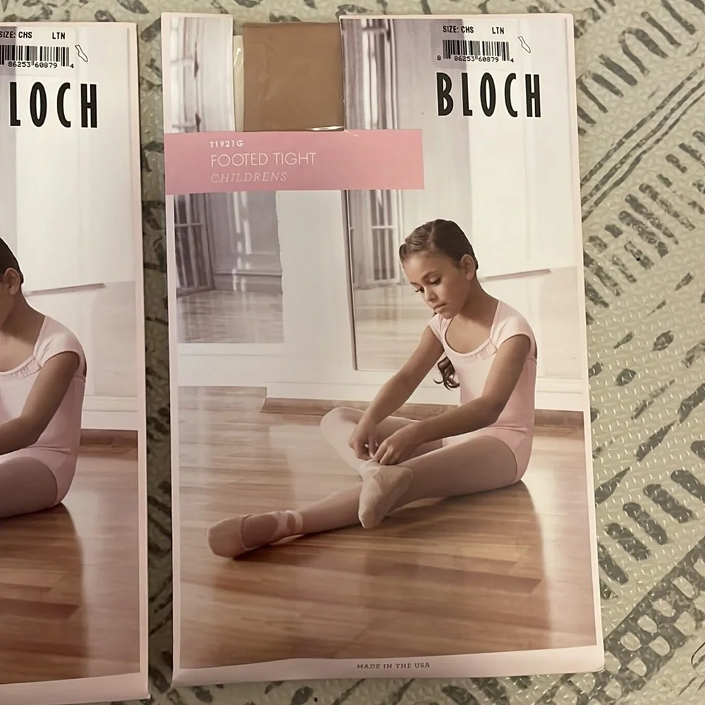Bloch light tan children’s size small footed tights 2 packs